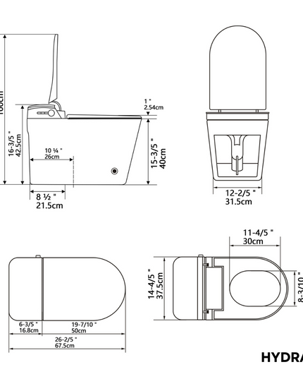 HYDRA-X Japanese Smart Bidet Toilet with Built-In Flush Tank