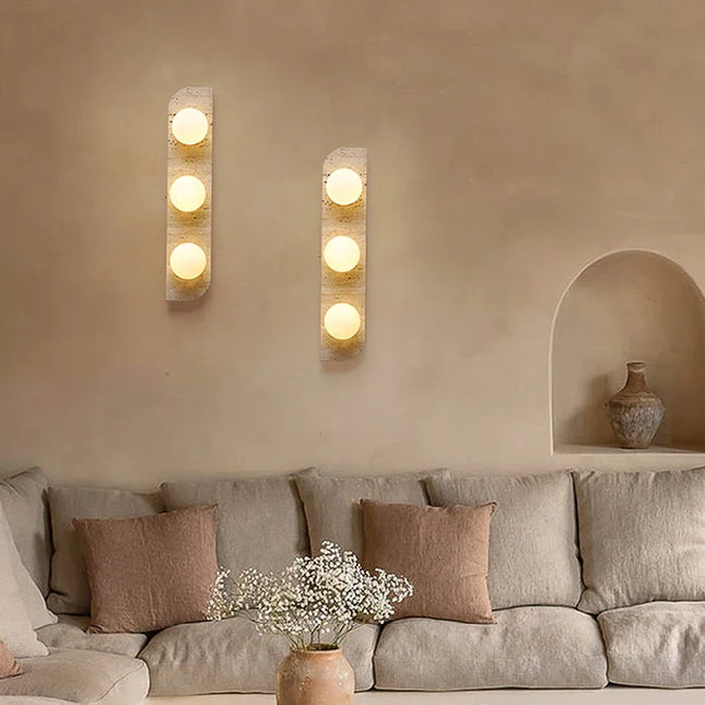 Italian Travertine Stone Wabi-Sabi Wall-Mounted Lamp ⌀150×H180 mm