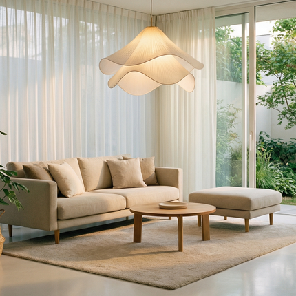 FloraGlow | Elegant Layered Fabric Kitchen Pendant Lighting | 30×30×H60 cm 1