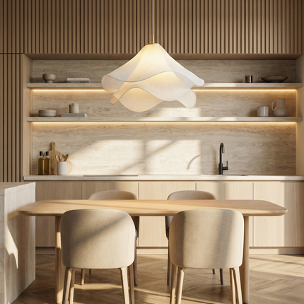 FloraGlow | Elegant Layered Fabric Kitchen Pendant Lighting | 30×30×H60 cm 6