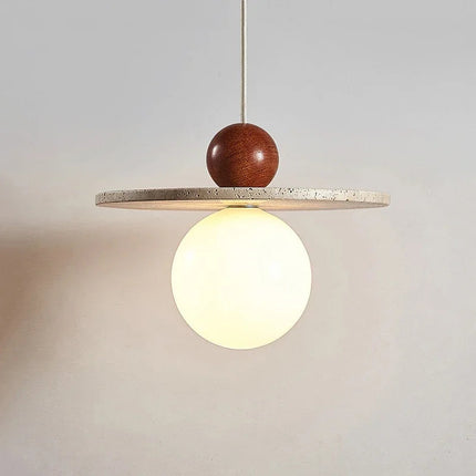 Wabi-Sabi Stone and Glass Pendant Light ⌀250×H200 mm – Minimalist Hanging LED for Living Spaces MARO Finer Living - Luxury Home Specialists