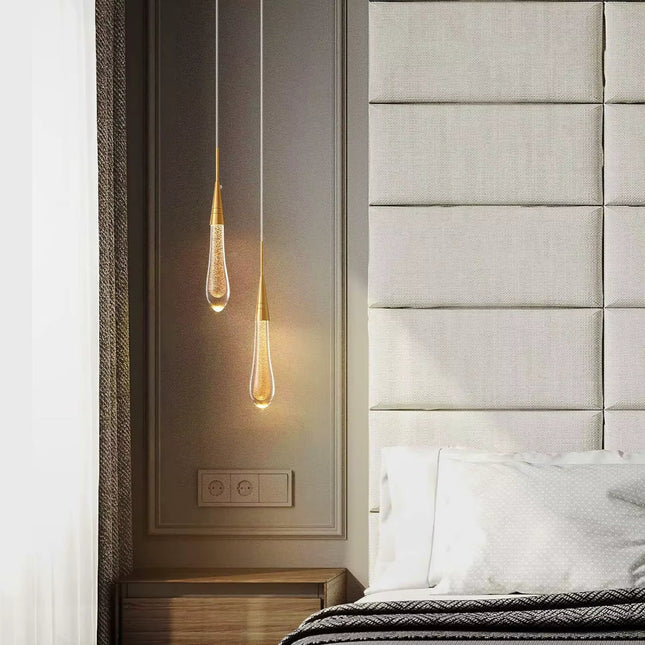 Luxury Gold Crystal Droplet LED Ceiling Fixture ⌀60×300 mm MARO Finer Living - Luxury Home Specialists