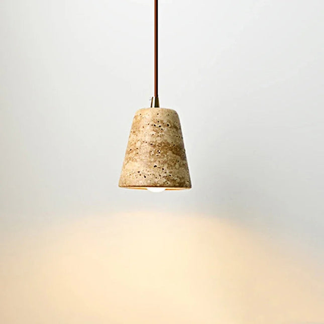 Wabi-Sabi Pendant Light in Travertine Stone ⌀110xH125 mm – Hanging LED Fixture for Timeless, Minimalist Interiors MARO Finer Living - Luxury Home Specialists