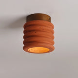 Retro Red Stone LED Ceiling Light with Wooden Base ⌀120xH130mm MARO Finer Living - Luxury Home Specialists