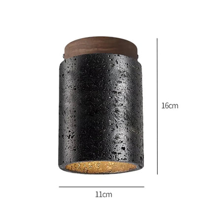 Wabi-Sabi Black Travertine LED Ceiling Lamp ⌀110×H160 mm MARO Finer Living - Luxury Home Specialists