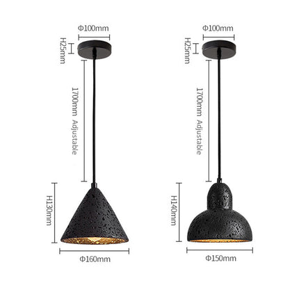 Japanese Wabi-Sabi Black Stone LED Pendant Lamp ⌀150×H150 mm MARO Finer Living - Luxury Home Specialists