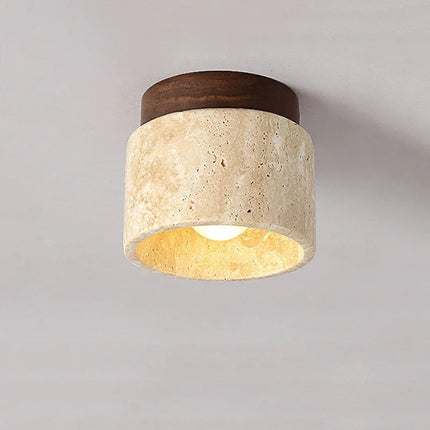 Wabi-Sabi Yellow Travertine LED Ceiling Lamp ⌀120×H100 mm MARO Finer Living - Luxury Home Specialists