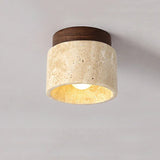 Wabi-Sabi Yellow Travertine LED Ceiling Lamp ⌀120×H100 mm MARO Finer Living - Luxury Home Specialists