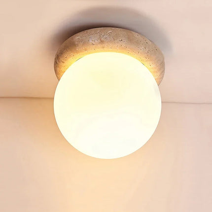Japanese Wabi-Sabi Travertine LED Ceiling Lamp ⌀160×H160 mm MARO Finer Living - Luxury Home Specialists