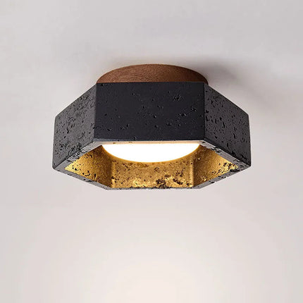 Wabi-Sabi Black Travertine LED Ceiling Lamp 170×75 mm MARO Finer Living - Luxury Home Specialists