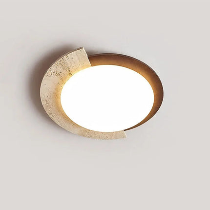 Eclipse Halo Travertine Ceiling Lamp ⌀450×H100 mm MARO Finer Living - Luxury Home Specialists