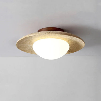 Wabi-Sabi Italian Travertine LED Ceiling Lamp ⌀250×H100 mm MARO Finer Living - Luxury Home Specialists