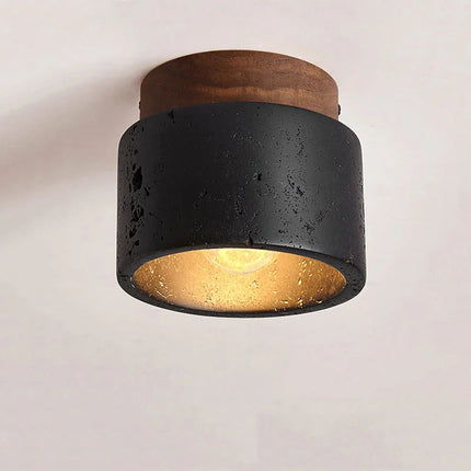 Wabi-Sabi Black Travertine LED Ceiling Lamp ⌀120×H100 mm MARO Finer Living - Luxury Home Specialists