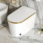 Wit met gouden rand rond de zitting.